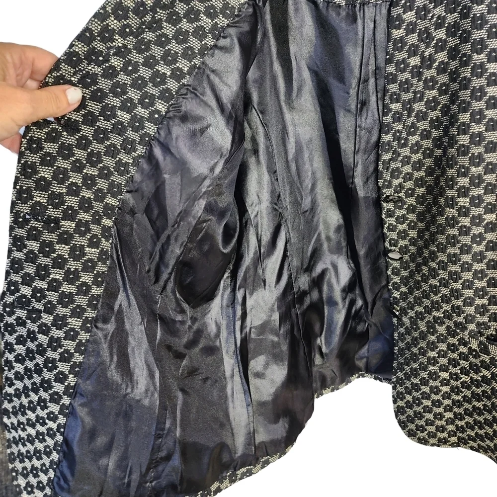 BLACK PEPPER winter jacket size 10 black white warm short bomber blazer - Picture 12 of 13